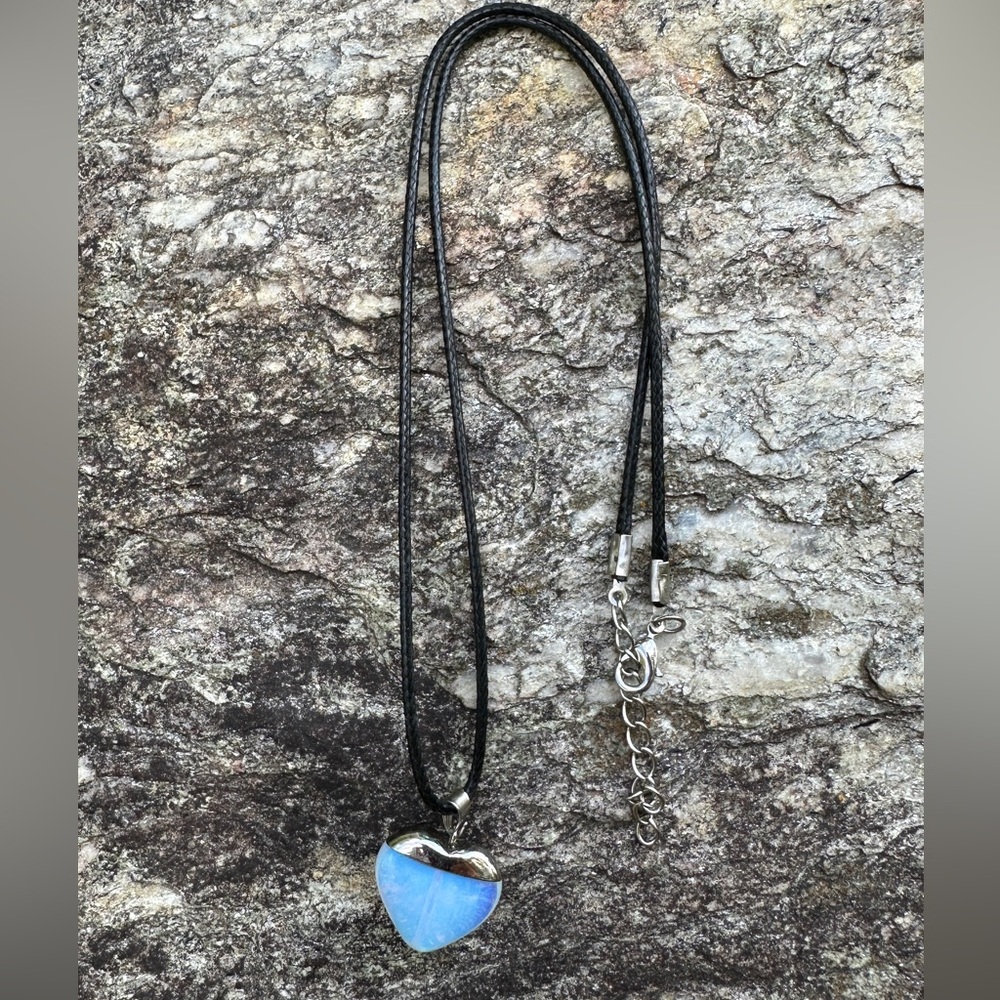 Blue Angelite Heart Pendant Necklace